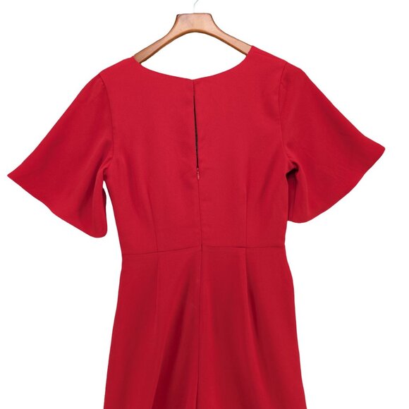 Harlyn Twist Front Jumpsuit Womens Solid Red Short Sleeve Wide Leg Size S - Picture 4 of 13